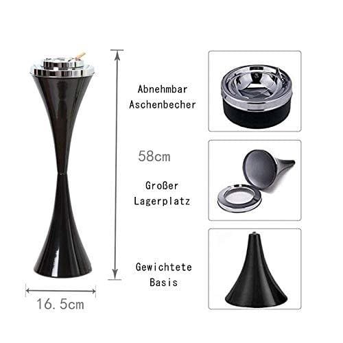 Ashtray Floor Standing Smart Cigarette Detachable Ashtrays Push Down Floor Stand Cigarettes Ashtray with Lid BlackJustSmoke.Me