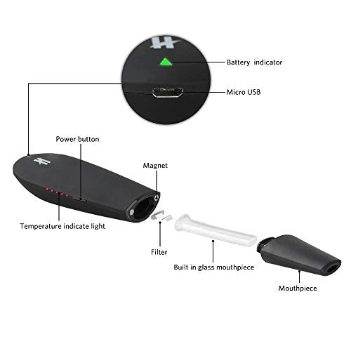 BLK Black Mamba Dry Herb Vaporizer, Large Ceramic Chamber, 1600mAh Battery, Advanced 5 Temperature Settings, Innovative Yet Function Designed Herbal Vaporizer, Concealed Glass Air Path (Black) JustSmoke.Me BLK Black Mamba Dry Herb Vaporizer, Large Ceramic Chamber, 1600mAh Battery, Advanced 5 Temperature Settings, Innovative Yet Function Designed Herbal Vaporizer, Concealed Glass Air Path (Black) JustSmoke.Me