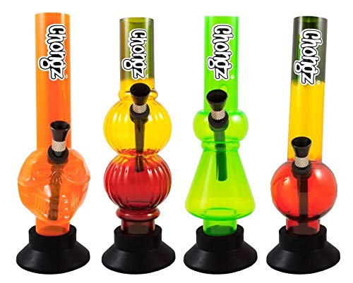 Bong"Mike S" Rubber Base 8 Inch Plastic Chongz Acrylic Mini Bong (CHO24)JustSmoke.Me