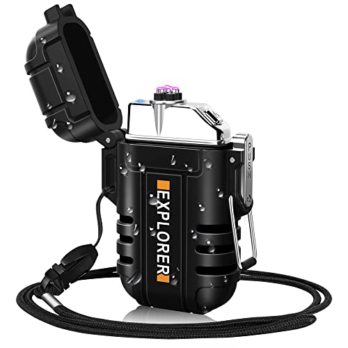 Coquimbo Electric Lighter Camping Accessories, Gifts for Men Him USB Rechargeable Lighter Waterproof Windproof Arc Lighters Plasma Lighter for Camping Hiking Outdoor SurvivalJustSmoke.Me