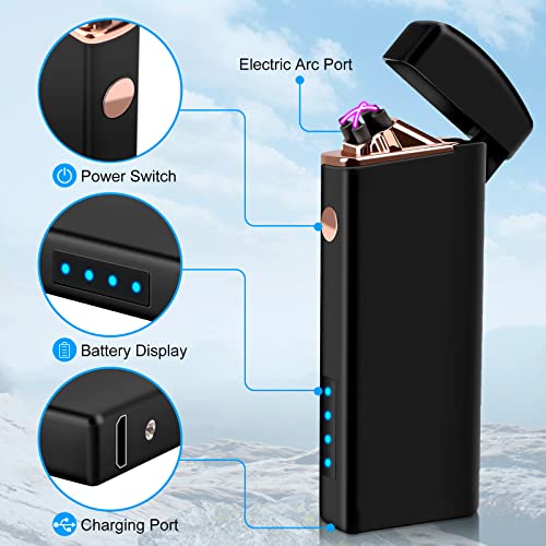 JustSmoke.MeCoquimbo Electric Lighter Gifts for Men Dad, USB Rechargeable Arc Lighter Windproof Flameless Plasma Lighter with Battery Display, Birthday Gifts for Men, Women, Him, HerJustSmoke.Me