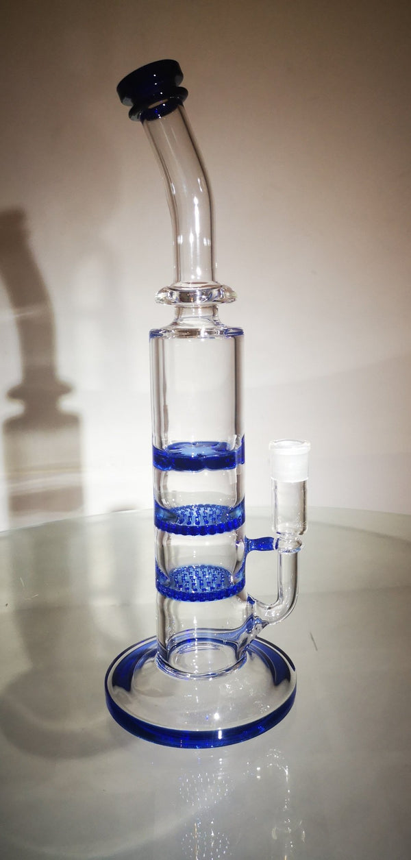 Deluxe : 3 Layer | Large Glass Bong | Tripple Teir Perculators | Water Pipe | Glass Water Bong | Smoking Bong | Oil rigJustSmoke.Me