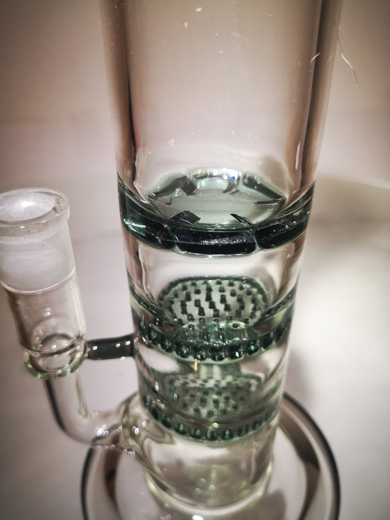 Deluxe : 3 Layer | Large Glass Bong | Tripple Teir Perculators | Water Pipe | Glass Water Bong | Smoking Bong | Oil rigJustSmoke.Me
