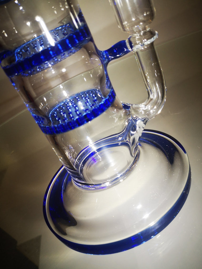Deluxe : 3 Layer | Large Glass Bong | Tripple Teir Perculators | Water Pipe | Glass Water Bong | Smoking Bong | Oil rigJustSmoke.Me