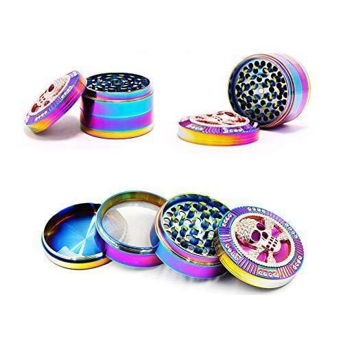 Diamond Zinc Alloy Grinder with Sifter and Magnetic Top, 4 Piece, Premium Rainbow Grinders Metal Lid, Portable Mill Crusher for Dry Herb Spice, 2.5 Inches (63mm) (Spider)JustSmoke.Me