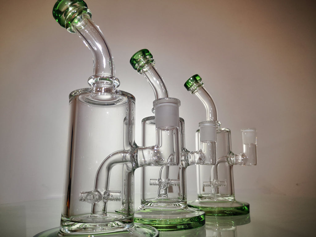 Dual Perc : Green Glass Bong | 8 Inch | Dual Flow percolator design | Strong Glass Water Bong | oil rigJustSmoke.Me