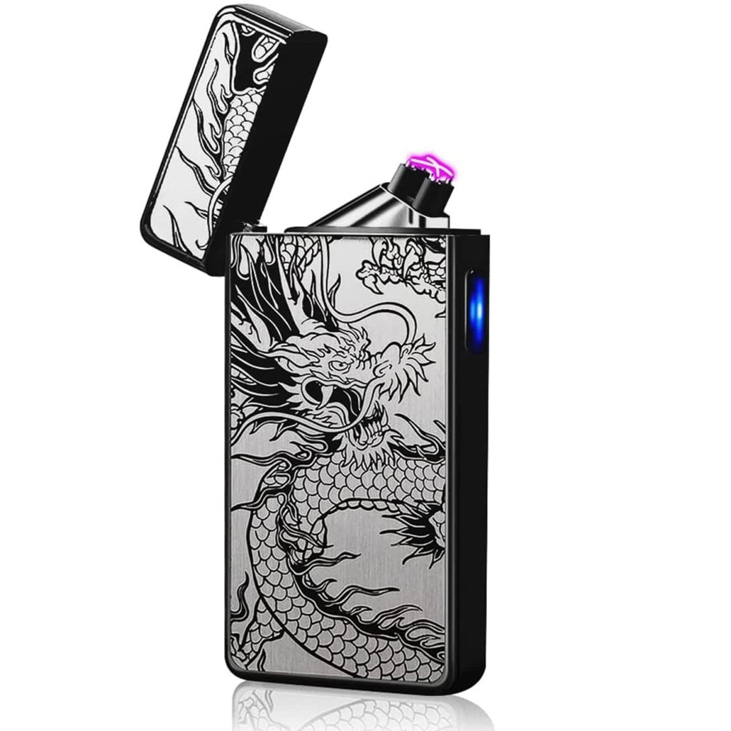 Gifts for Men,Electric Lighter Rechargeable USB Plasma Dual Arc Lighter Type-C Charging Electronic Windproof Dragon Lighter Cool Flameless X-lite Lighter,Christmas Birthday Gifts(New Black Dragon)JustSmoke.Me