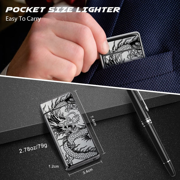 JustSmoke.MeGifts for Men,Electric Lighter Rechargeable USB Plasma Dual Arc Lighter Type-C Charging Electronic Windproof Dragon Lighter Cool Flameless X-lite Lighter,Christmas Birthday Gifts(New Black Dragon)JustSmoke.Me