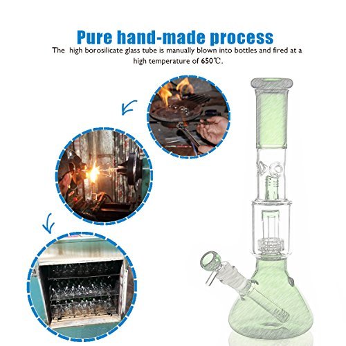 Glass Bong Water Bongs for Smoking- Bong Bowl Accessories 14.5mm Height 31cm 460g Recycling Tornado Filter Glass Water Bong hookahs Oil Rig Bongs Send Cleaning BrushJustSmoke.Me