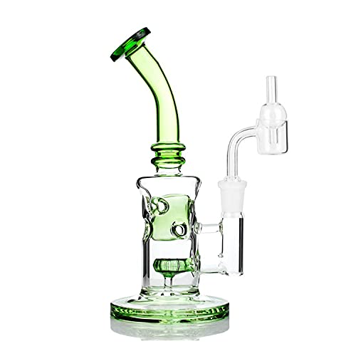 Glass Honeycomb Bong Smoking Water Pipe Perc Wax Dab Rig Bubblers with Quartz Banger Cap Bowl for Bongs (Green)JustSmoke.Me
