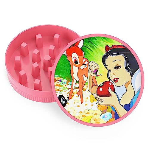 Grinder - Two Piece Plastic Grinde, Shark Teeth & Non-Stick Design - Crusher Mill for Dry Herbs & Spices (50mm) (Pink 2)JustSmoke.Me