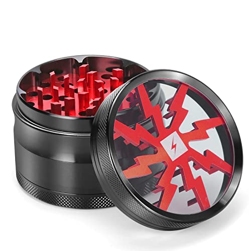 Herb Grinder Clear Cover, Portable Grinder Herb with Sifter and Magnetic Top Best Grinder for Tobacco and Most Herbs with Pollen Scraper 63mm 4 LayersJustSmoke.Me