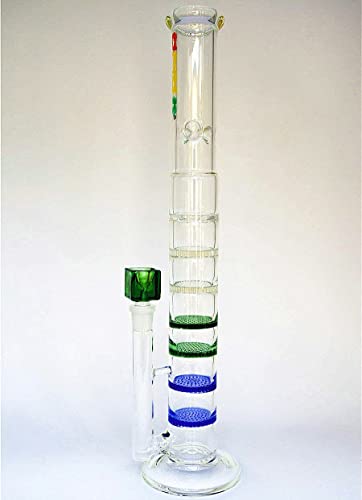 Honeycomb Tube Glass Bongs Tall Smoking Water Pipes with Filer Perc (Mix Color)JustSmoke.Me
