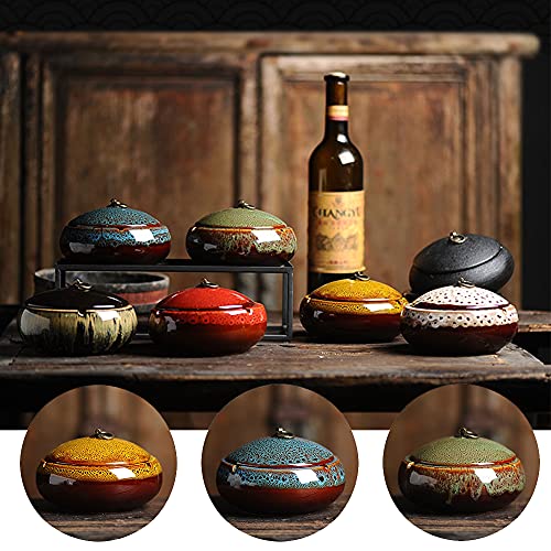 JAIEF Ceramic Ashtray with Lids,Windproof,Cigarette Ashtray for Indoor or Outdoor Use，Ash Holder for Smokers,Desktop Smoking Ash Tray for Home Office DecorationJustSmoke.Me