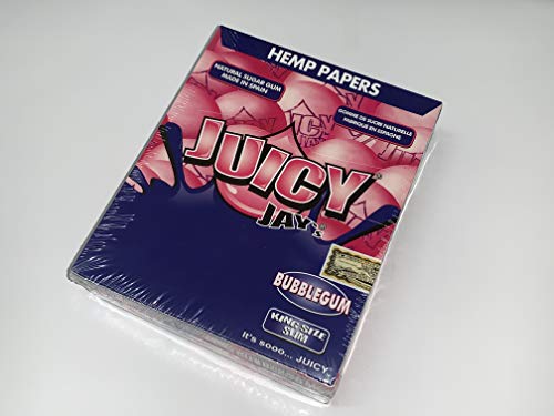 JUICY JAY KING SIZE SLIM BUBBLEGUM FLAVORED ROLLING PAPER FULL BOX OF 24JustSmoke.Me