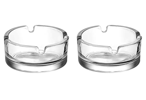 KEYF Simple & Practical Glass Ashtrays Set of Two Cigarette Grove Stackable LAV (72mm)JustSmoke.Me