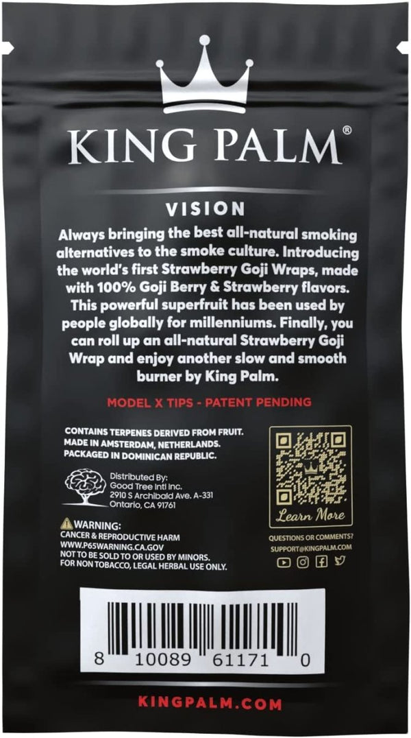 King Palm - Goji Berry - 4 Strawberry Flavoured Blunt Wraps + Filter Tips @ Justsmoke.meJustSmoke.Me