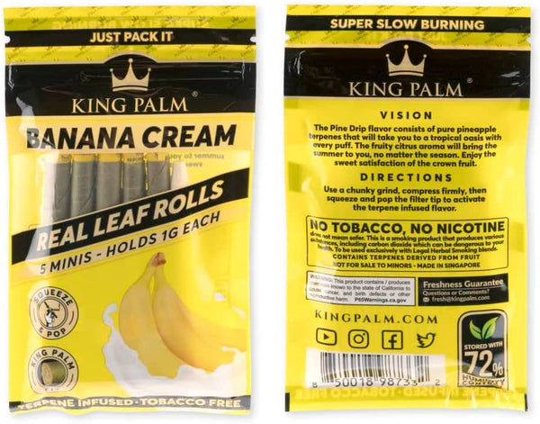 King Palm | 5 Banana Cream | Cordia Leaf / Blunt Wraps & Pre RollsJustSmoke.Me