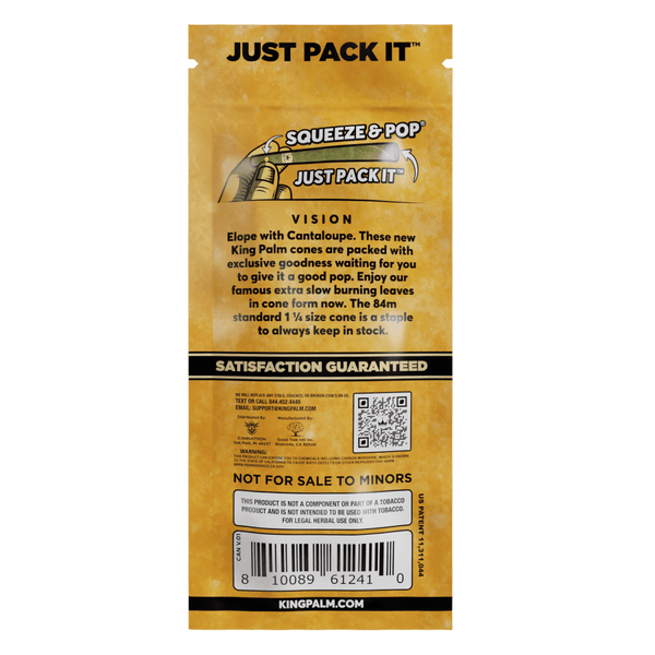 King Palm | 3pc Cantaloupe Melon | Cordia Leaf / Blunt Wraps & RollsJustSmoke.Me