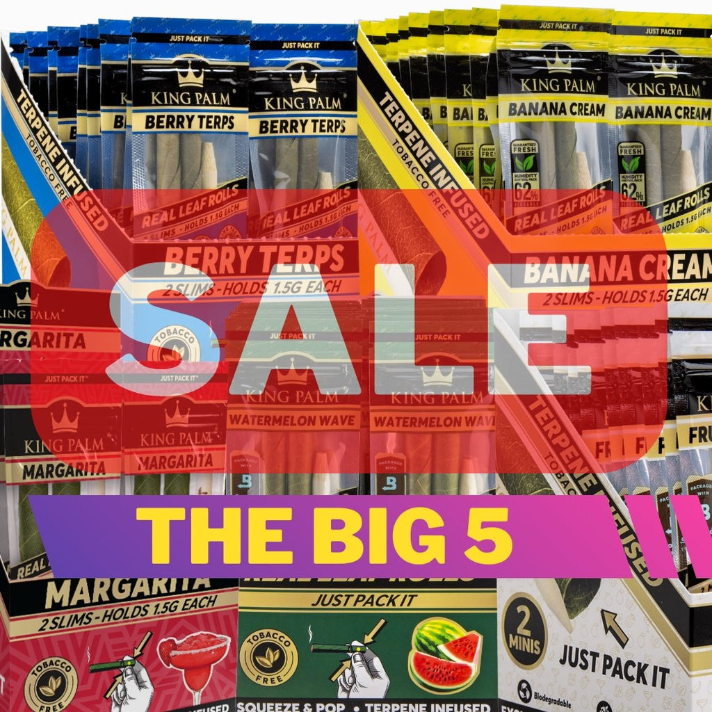King Palm | The Big 5 Bundle | Palm Leaf Blunt Wraps & Pre Rolled Flavoured Cones - Justsmoke.meJustSmoke.Me
