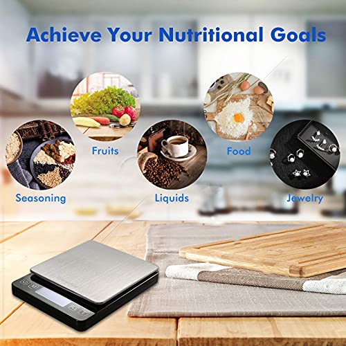 KitchenTour Digital Kitchen Scale - 3000g/0.1g High Accuracy Precision Multifunction Food Meat Scale with Back-Lit LCD Display(Batteries Included)JustSmoke.Me