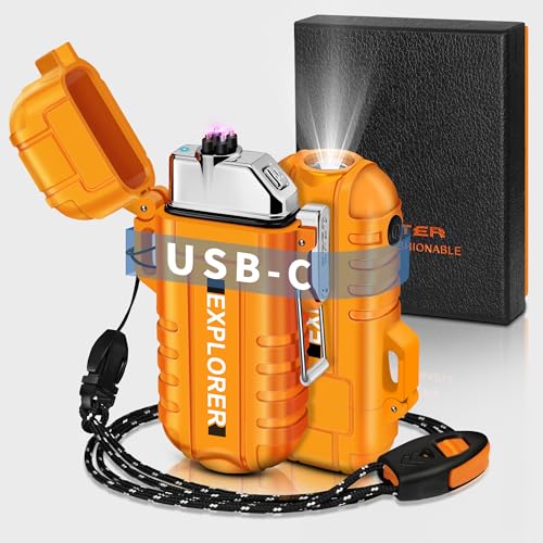 Lafagiet USB C Rechargeable Lighter, Dual Electric arc, Waterproof, Flame-Less, Windproof Plasma lighters for Outdoor Grill, Survival, Camping, CandleJustSmoke.Me