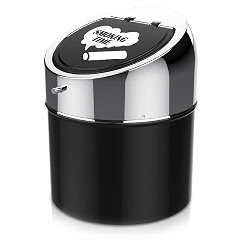 LegendTech Stainless Steel Ashtray with Lid, Portable Windproof Ashtray Large Capacity Anti Scratch Garden Office Home Decoration Gift (Silver Black)JustSmoke.Me