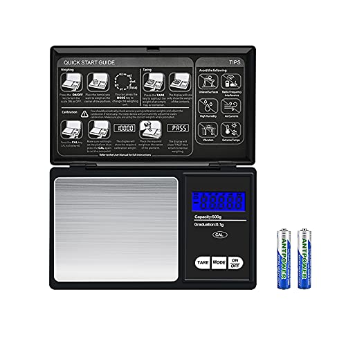 Mini Pocket Scale 0.01g to 500g Portable Digital Kitchen Weighing Scale, Compact Digital Scale High Precision for Gold, Jewellery, Food, Herb and Coffee with Back-Lit LCD DisplayJustSmoke.Me