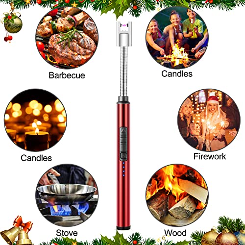 JustSmoke.MeMOSUO Candle Lighter, Rechargeable Electric Arc Lighter Ignition Lighter with USB Cable, Windproof Flameless Electronic Lighters for Kitchen, Barbecue, Candles, Gas Stove, BBQ, Fireworks, RedJustSmoke.Me