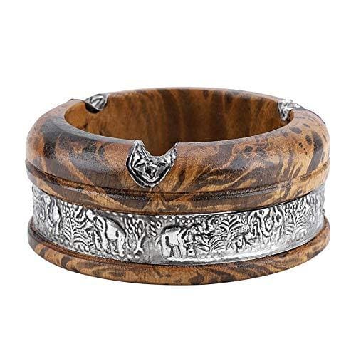 Natural Wood Cigarette Ashtray, Smoke Ash Holder Tabletop for Outdoors Indoors Elephant Art Carving Ash Catcher Decoration(L)JustSmoke.Me