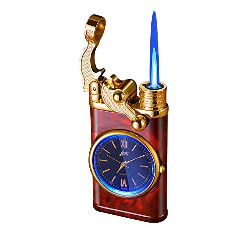 JustSmoke.MeNAVESO Electric Lighter Watch, Creative Dial Rocker Arm Inflatable Lighter, Mini Jet Flame Lighter, Lighter With Electric Watch For BBQ, Fireplaces, Camping, Father & Boyfriend GiftsJustSmoke.Me