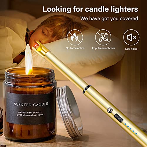 Navpeak Candle Lighter Long Neck Windproof Electric Arc Lighter for Gas Stove Fireplace BBQ Kitchen Grills (Gold)JustSmoke.Me