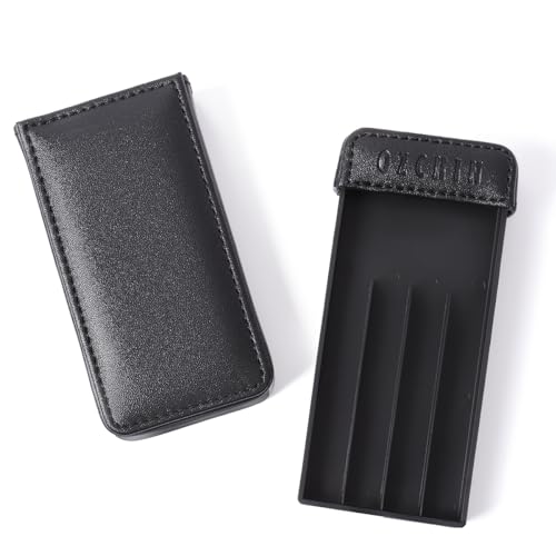 JustSmoke.MeOZCHIN Cigarette Case Pull-and-Push with PU Leather Holds 4 King Size Great Christmas Day Gift for Men Women - 13 x 6 x 2cm (Black)JustSmoke.Me