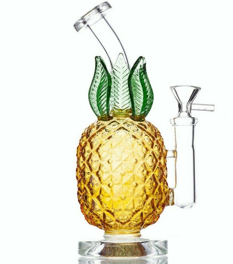 Pineapple Glass Bong Recycler Water Pipe Bongs Smoke Tabacco Pipes 7.8 Inch Height 14.4mm Bowl (Yellow)JustSmoke.Me