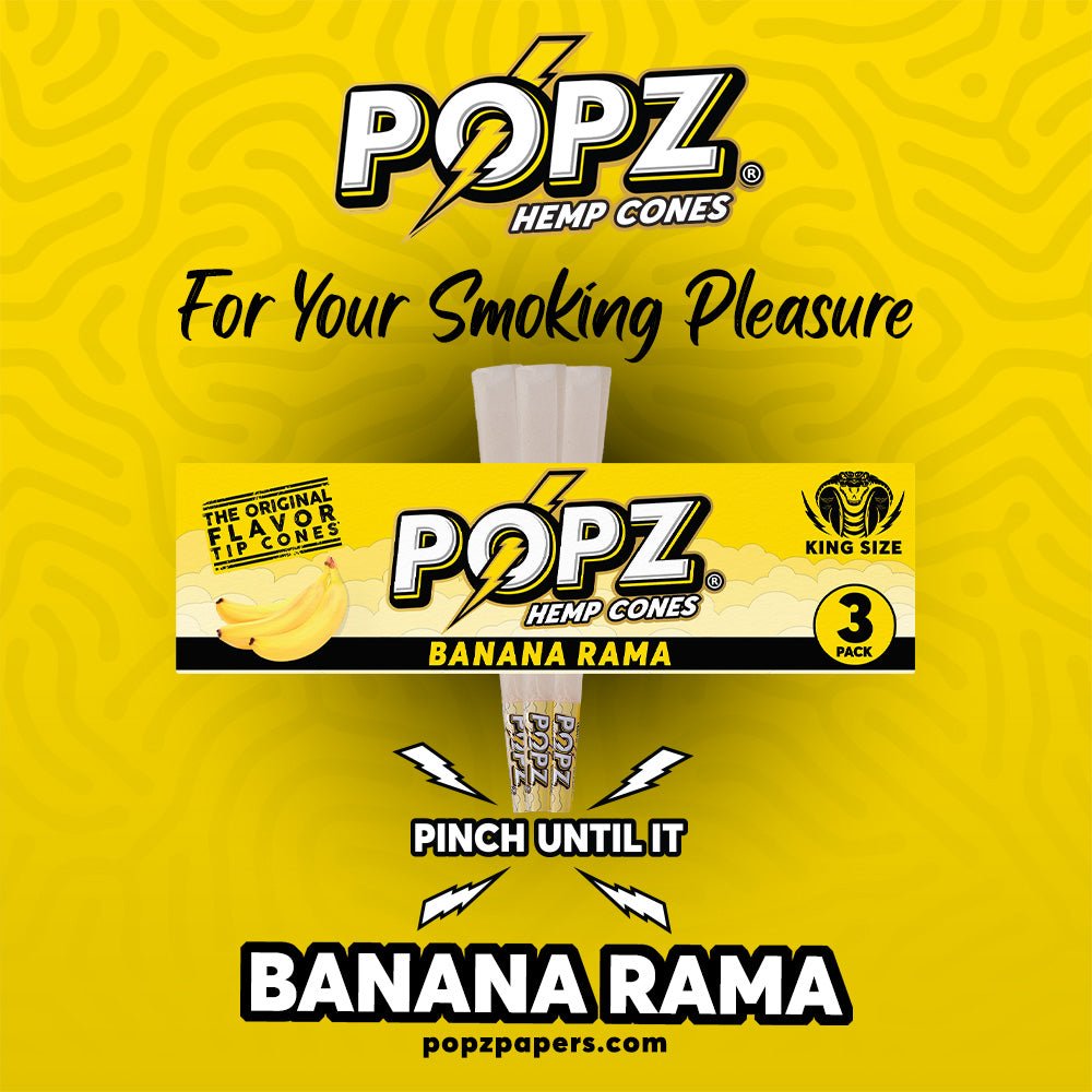 PopzPOPZ | Banana Rama | Flavoured Hemp Cones | 3pc | Blunt | Pre Rolls - Justsmoke.meJustSmoke.Me