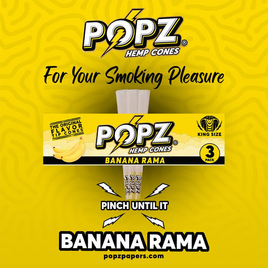 POPZ | Banana Rama | Flavoured Hemp Cones | 3pc | Blunt | Pre Rolls - Justsmoke.meJustSmoke.Me