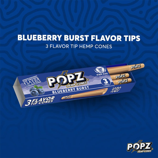 POPZ | Blueberry Burst | Flavoured Hemp Cones | 3pc | Blunt | Pre Rolls - Justsmoke.meJustSmoke.Me