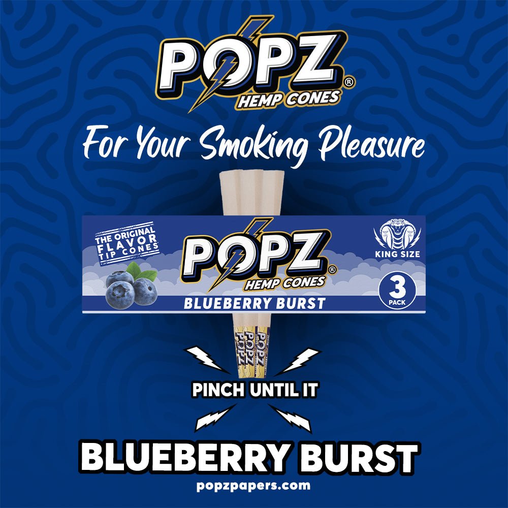POPZ | Blueberry Burst | Flavoured Hemp Cones | 3pc | Blunt | Pre Rolls - Justsmoke.meJustSmoke.Me
