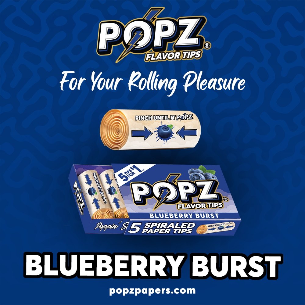 Popz - Blueberry - 5 Flavoured Filter Tips - Portable Carry CaseJustSmoke.Me