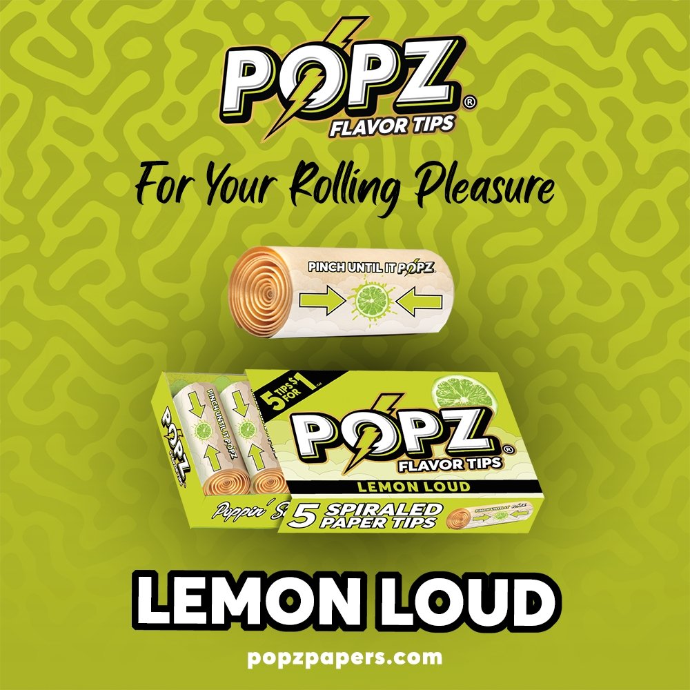 Popz - Lemon Loud - 5 Flavoured Filter Tips - Portable Carry CaseJustSmoke.Me