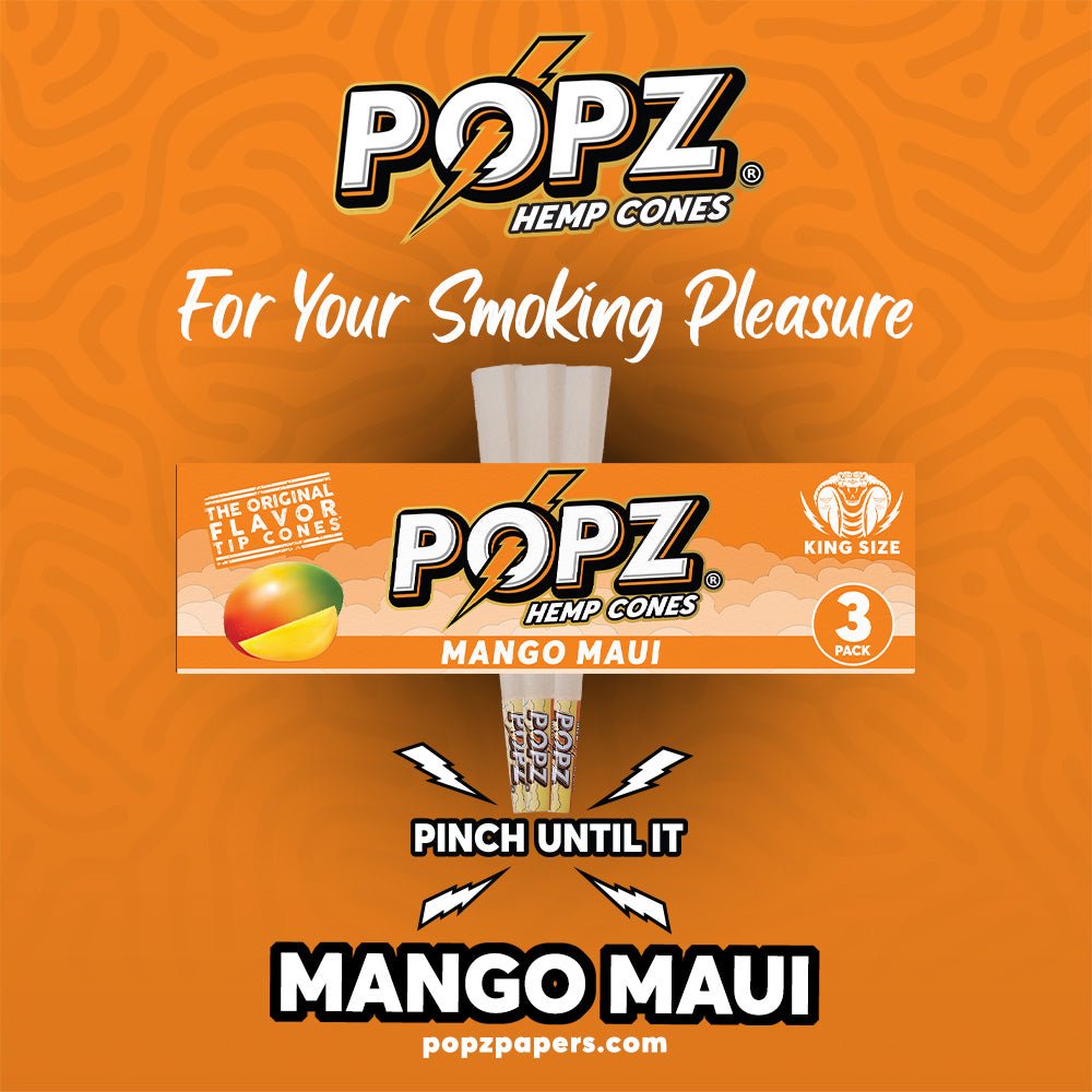 PopzPOPZ | Mango Maui | Flavoured Hemp Cone | 3pc | Blunt | Pre Rolls - Justsmoke.meJustSmoke.Me