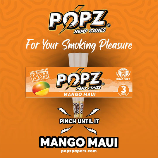 POPZ | Mango Maui | Flavoured Hemp Cone | 3pc | Blunt | Pre Rolls - Justsmoke.meJustSmoke.Me