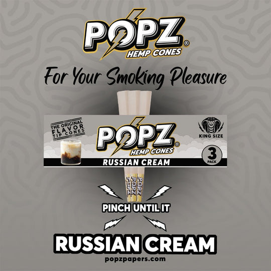 POPZ | Russian Cream | Flavoured Hemp Cone | 3pc | Blunt | Pre Rolls - Justsmoke.meJustSmoke.Me