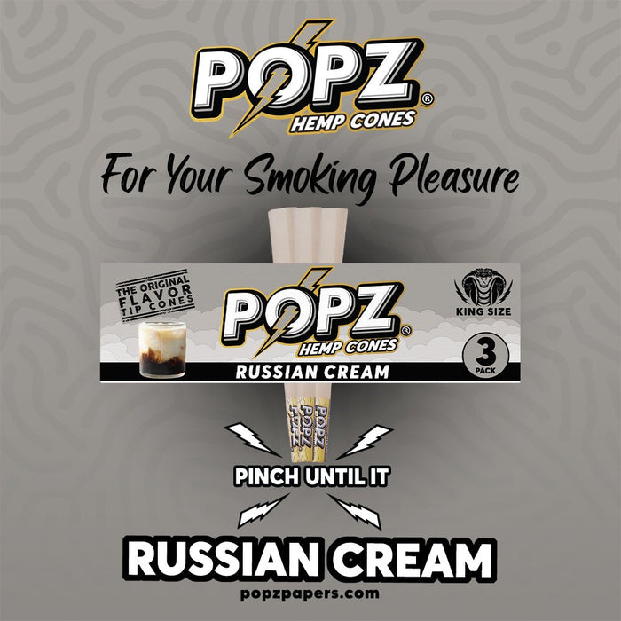 POPZ | Russian Cream | Flavoured Hemp Cone | 3pc | Blunt | Pre Rolls - Justsmoke.meJustSmoke.Me