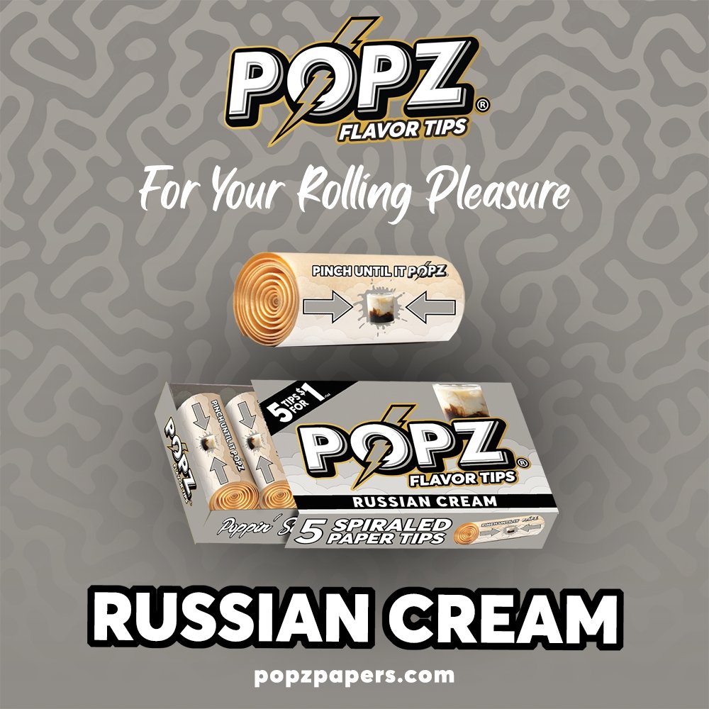 PopzPopz - Russian Cream - 5 Flavoured Filter Tips - Portable Carry CaseJustSmoke.Me