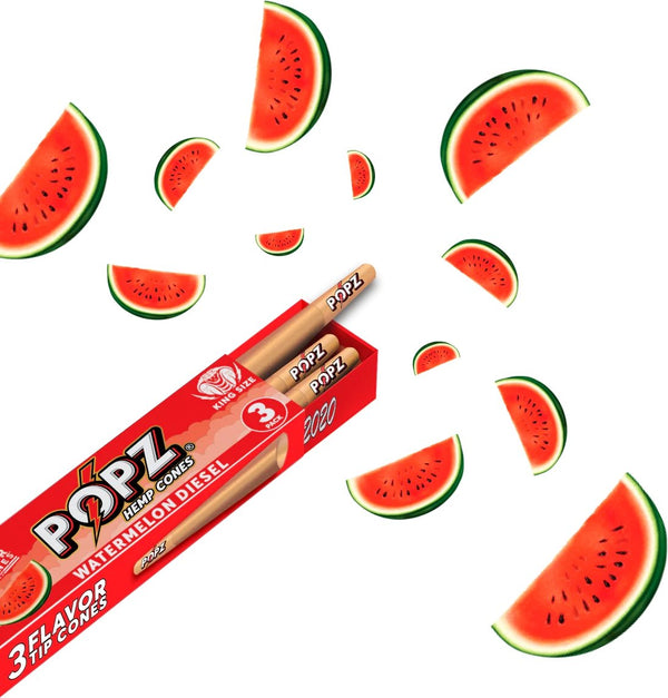 POPZ | Watermelon Diesel | Flavoured Hemp Cone | 3pc | Blunt | Pre Rolls - Justsmoke.meJustSmoke.Me