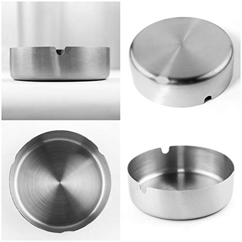 Qualsen 5 Pcs Ashtrays for Outside，Stainless Steel Material Outdoor Ashtray，ash Tray，ashtrays for Inside，ash Trays Outdoors ash Tray Inside，Suitable for Bar，Home Office（10cm）JustSmoke.Me