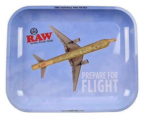 RAW : Flying High - Metal Rolling Papers Tray Large 11' x 13.5 with CertificateJustSmoke.Me