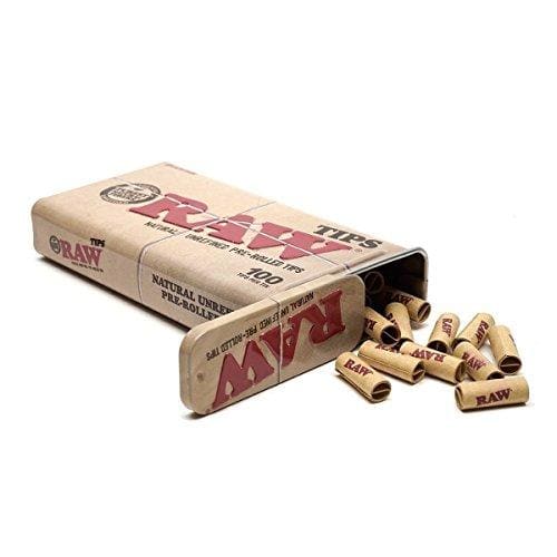 RAW Natural Unrefined Pre-Rolled Tips in Tin - 100 Tips Per TinJustSmoke.Me