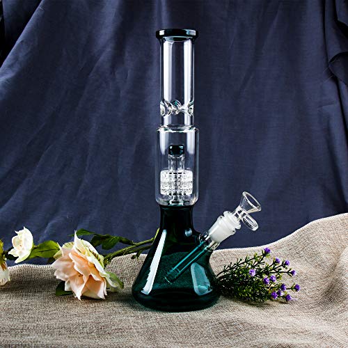 JustSmoke.MeREAMIC Bong Glass Water Pipes 14mm Thick Bubblers Height 29.5cm Straight Hookah Downstems Branch Water Oil Rigs Green ¡­JustSmoke.Me